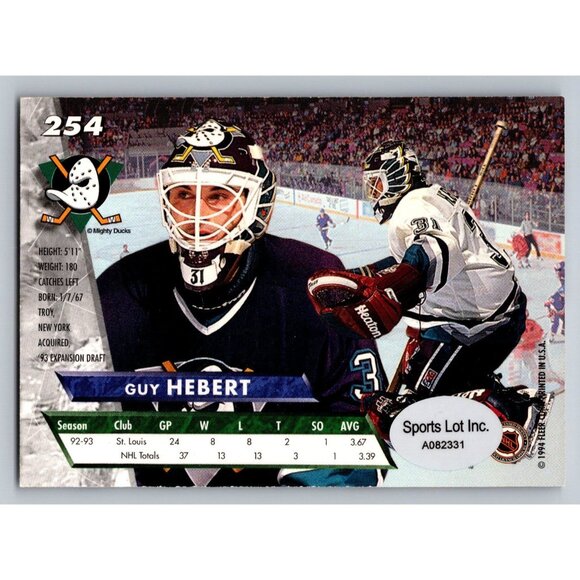 Guy Hebert Anaheim Mighty Ducks Autographed Hockey Cards1993-94 - Picture 2 of 2